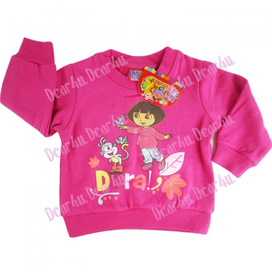 Girls Dora hot pink fleece top - Click Image to Close