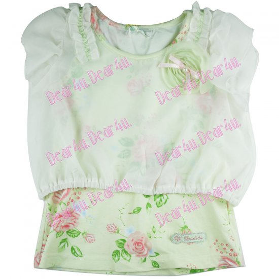 Girls double layer summer top - green - Click Image to Close