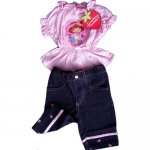 Strawberry the shortcake pink peasant top and denim sets