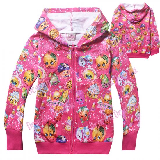 Girls cotton thin hoodie jacket - shopkins red - Click Image to Close