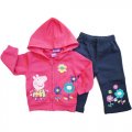 Girls Peppa Pig hooded fleece outfit set - Hot pink