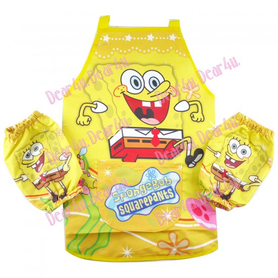Boys Girls kichen chef craft cooking apron wz sleeves-Sponge Bob - Click Image to Close