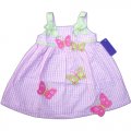 Girl check bow shoulders singlet dress - butterflys
