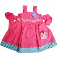 Girls Dora and boots hot pink yoke summer dress
