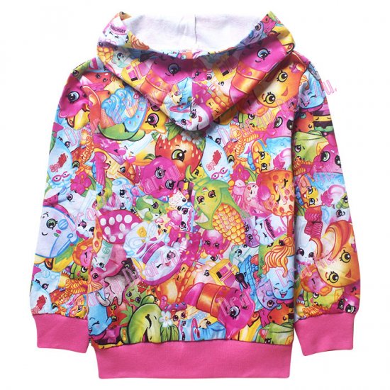 Girls cotton thin hoodie jacket - shopkins pink - Click Image to Close