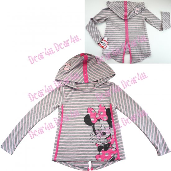 Girls Minnie Mouse stripe hoodie top - Click Image to Close