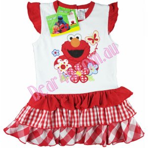 Girls Elmo 3 layer checked dress