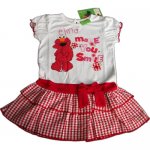 Girls Elmo checked dress with red bow - made you smile