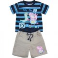 Boys summer George Pig blue stripe t-shirt khaki shorts