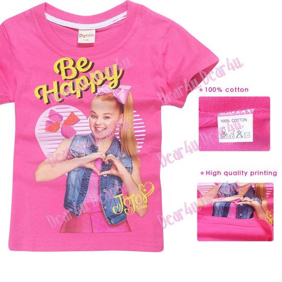 Girls Jojo Siwa short sleeve tee t-shirt - pink - Click Image to Close