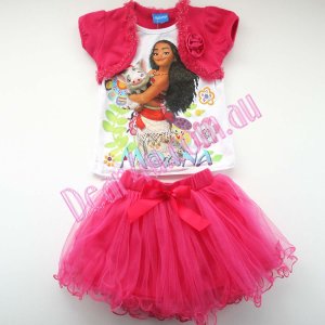 Girls MOANA party outfit top with pink tutu dress