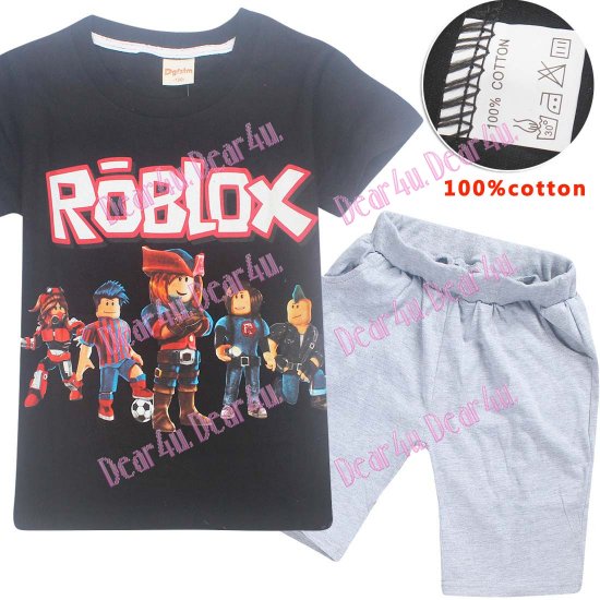 Boys Roblox Short Sleeve Set Pjs 100 Cotton Black Dear4u Com