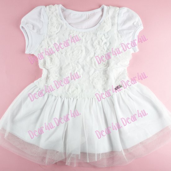 Girls ruffle party WHITE ROSE dress - Click Image to Close