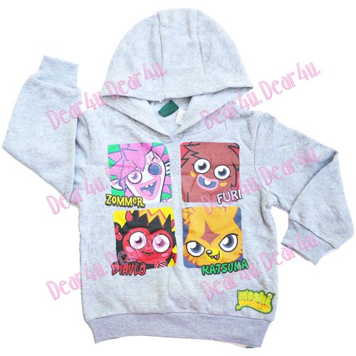 Boys Moshi Monsters grey Jumper hoodie hooded top - Click Image to Close
