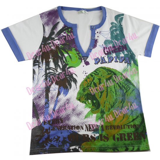 Boys tee - green forest Jungle life - Click Image to Close