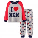 Babies boys girls long sleeve cotton 2pcs pyjama - I love Mum