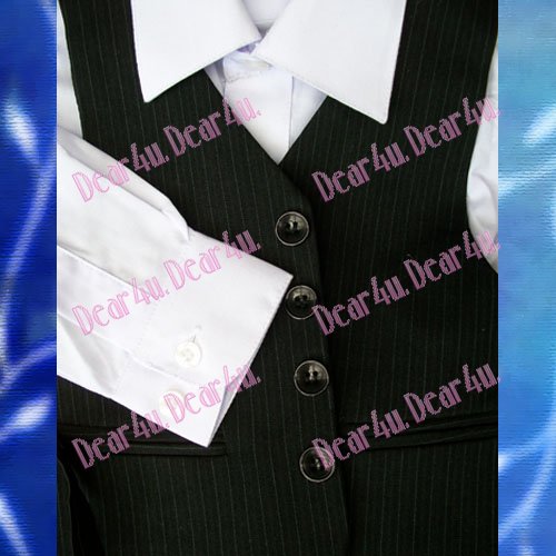 Boy Formal SUIT for Christening Wedding Black striped Sets - Click Image to Close