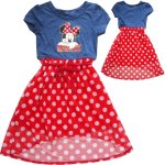 Girls Minnie mouse blue top spotty short in front dress