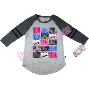 Girls Monster High tee with three-quarter sleeve - grey