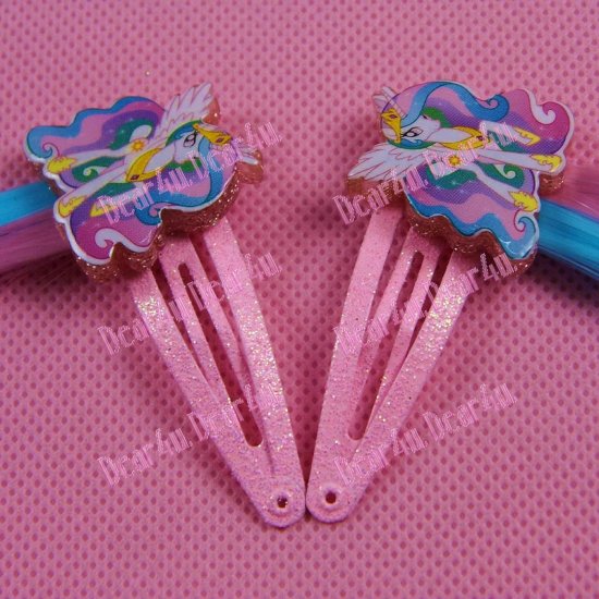 My Little Pony Girls Hair Clips with hair Multiple Colours(pair) - Click Image to Close