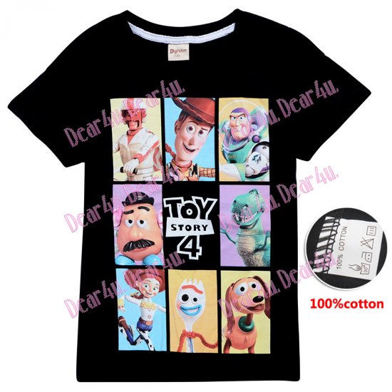 Boys Toy Story 4 100% cotton T-shirt - black - Click Image to Close