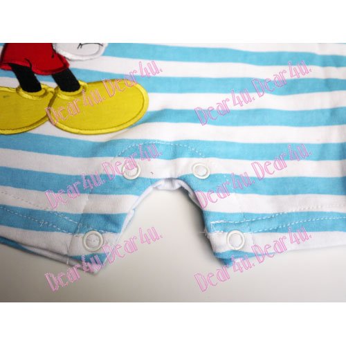 Boys baby Romper blue stripe - Mickey Mouse - Click Image to Close