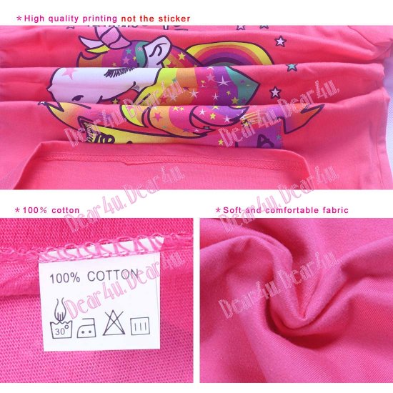 Girls Unicorn short sleeve tee t-shirt - hot pink - Click Image to Close
