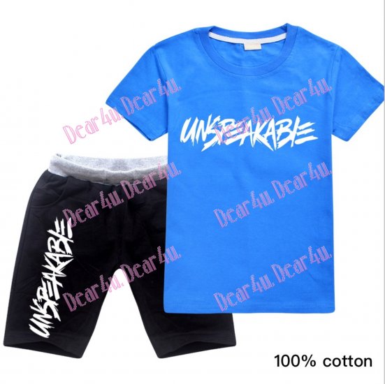 Boys Unspeakable 100% cotton short sleeve pjs outfit blue - Click Image to Close