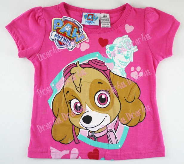 Girls Paw Patrol rescue marshall tee with denim skirt -pink - Click Image to Close