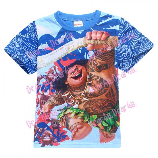 Boys MOANA short sleeve tee t-shirt - Maui and Kakamora - Click Image to Close