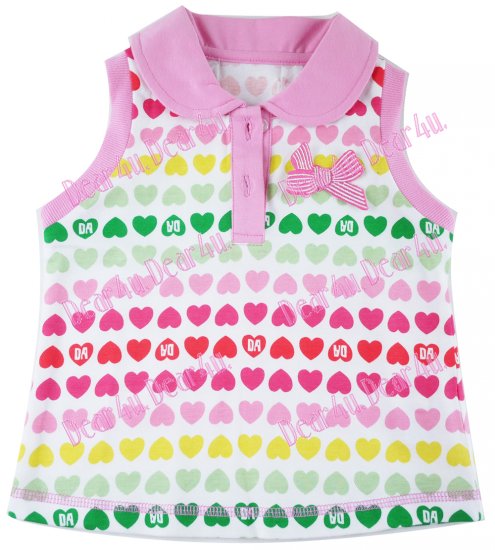 baby Girls dadida singlet heart shirt with 3d bow - Click Image to Close