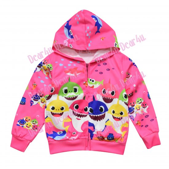 Girls hoodie top with pants outfit set - Baby Shark pink - Click Image to Close