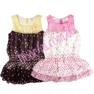 Girls ruffle party lace double layer top