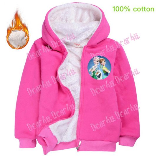 Frozen hoodie jacket Hoodie coat Winter hot pink - Click Image to Close