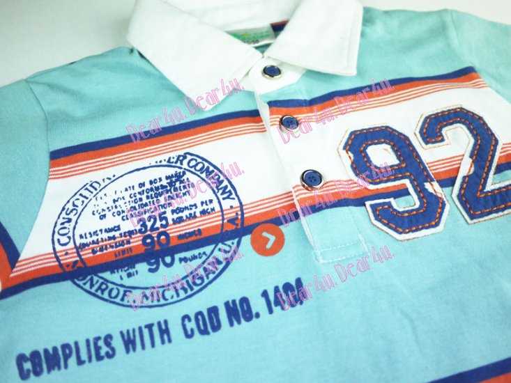 Boys 100% cotton blue stipeT-shirt - 92 - Click Image to Close