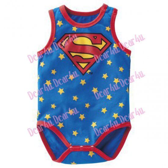 Boys baby toddler cotton Romper - Superman nonesleeve - Click Image to Close