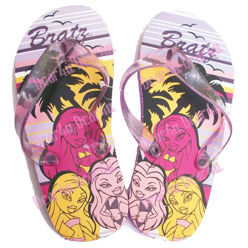 Girls kids summer beach sandals thongs flip flops - Bratz purple - Click Image to Close