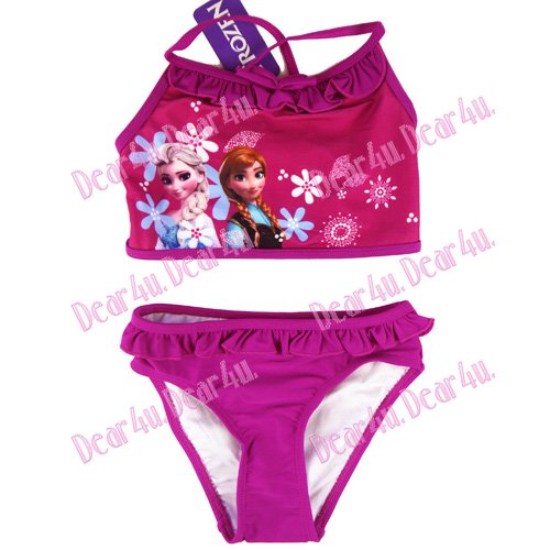 Girls FROZEN Elsa & Anna purple swimming wear - purple 2pcs - Click Image to Close