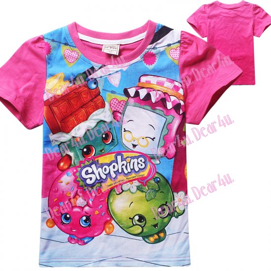 Girls Shopkins cotton t-shirt - pink - Click Image to Close