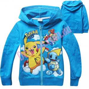 Boys Pokemon blue cotton thin jacket with zip and hoodie