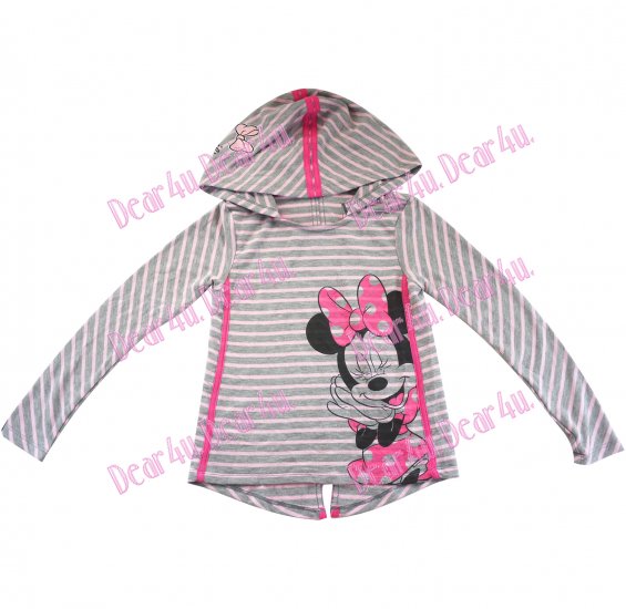 Girls Minnie Mouse stripe hoodie top - Click Image to Close