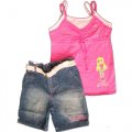 Bratz girls pink top and denim shorts with belt