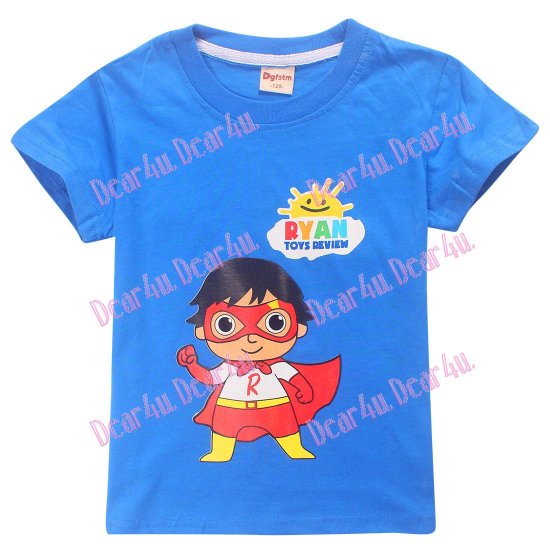 Ryan toys review 100% cotton T-shirt - blue - Click Image to Close