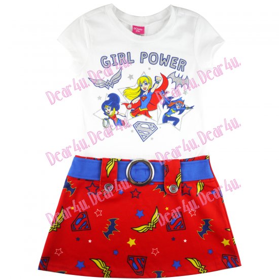 Girls tennis dress DC comics GIRL POWER girls white and red - Click Image to Close