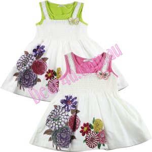 baby Girls butterfly flower dress pink and lime