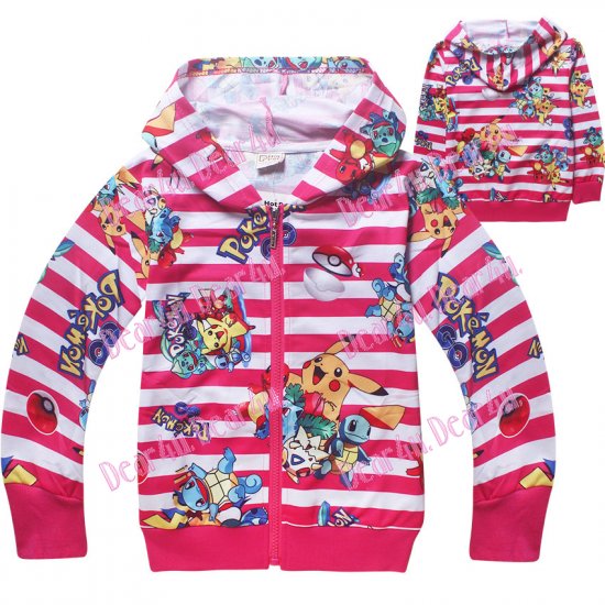 Girls Pokemon GO Pikachu cotton thin jacket with zip and hoodie - Click Image to Close