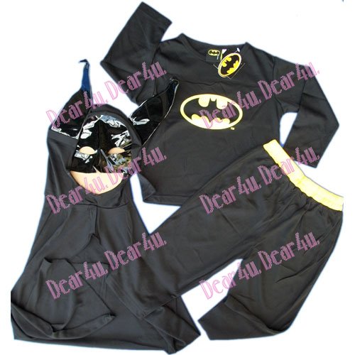 Batman Costume party dress up with Mask 3pcs black - Click Image to Close