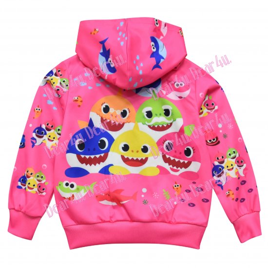 Girls hoodie top with pants outfit set - Baby Shark pink - Click Image to Close