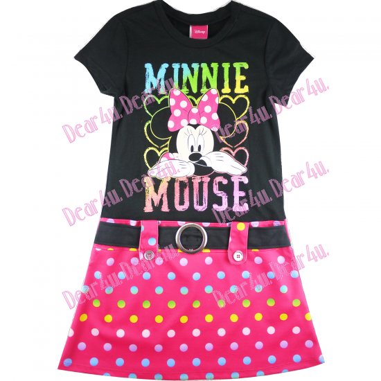 Girls one piece tennis dress - Minnie Mouse 3 black and red - Click Image to Close