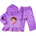 Girls DORA Pink Hoodie Tracksuit 2 pcs set - purple